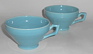 Vernon Kilns Pottery Early California Pair Turq/blue Cu