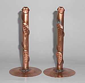 Pair Drumgold Utah Handmade Copper Candlestick Holders