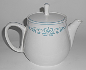 Franciscan Pottery Whitestone Blue Fancy Teapot W/lid