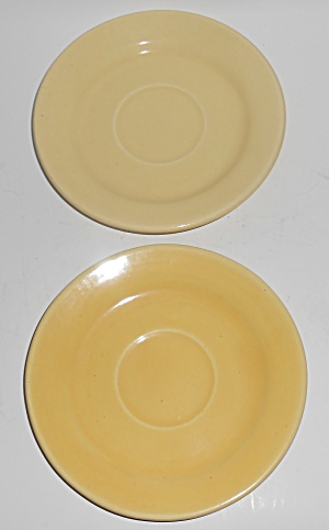 Bauer Pottery La Linda Pair Yellow/ivory Saucers