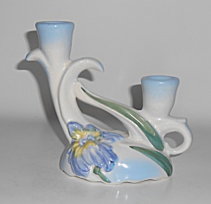 Camark Pottery Blue Iris Candlestick Holder