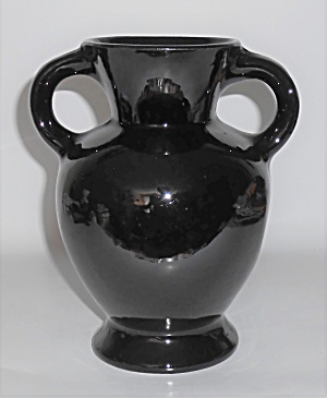 Cliftwood Art Pottery Gloss Black 7-3/8'' Twin Handled