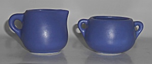 Camark Pottery Matte Blue Demitasse Creamer /sugar Bowl