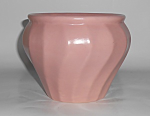 Vintage Bauer Pottery Satin Pink Swirl Jardiniere