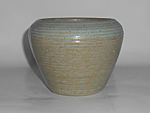 Zanesville Stoneware Pottery Homespun Green Ring Vase
