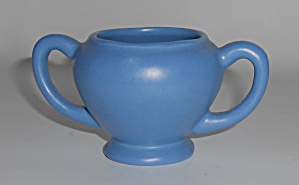 Vintage Catalina Island Pottery Matte Blue Demitasse Su