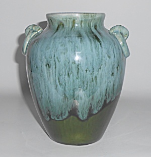Camark Art Pottery Olive Green Drip Vase
