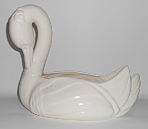 Pacific Pottery Large Gloss White Swan Planter Mint