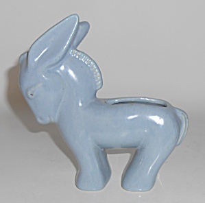 Vintage American Art Pottery Satin Blue Donkey Planter