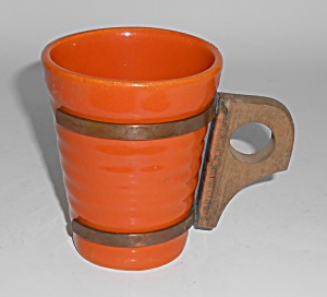 Bauer Pottery Ring Ware 6 Oz Orange Tumbler W/handle