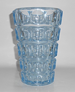 Mcm Lt Blue Glass 12-sided 7-3/4'' Vase