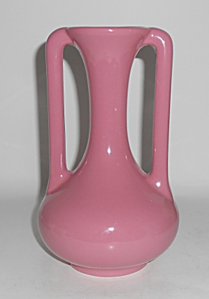 Trenton Art Pottery Dusty Rose Twin Handle Vase