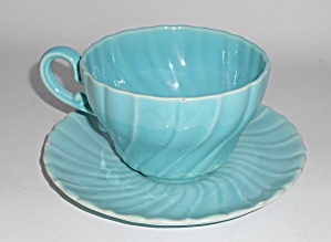 Franciscan Pottery Coronado Glacial Blue Jumbo Cup & Sa