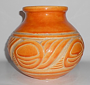 American Art Pottery Large Bulbous Orange Vase