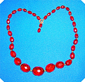 Cherry Amber Faceted 18 Inch Necklace