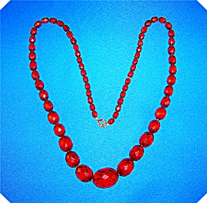 Cherry Amber Faceted 28 Inch Necklace