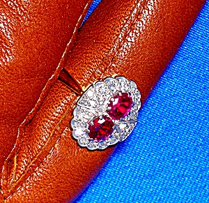18k Gold Burmese Ruby 1/2ct Diamond Antique Ring