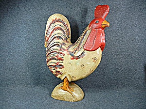 Wood Ceramic Rooster Figurine
