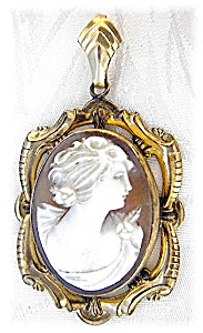Gold Fill Cameo Mourning Picture/hair Locket