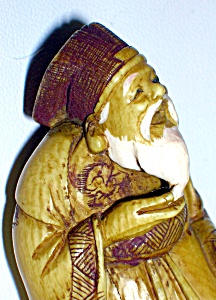 Small Bearded Ivory Signed Oriental Figurine