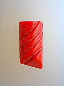 Bakelite Dress Clip Carved Red
