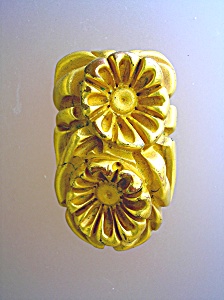 Dress Clips (2) Gold Flowers And Leaves