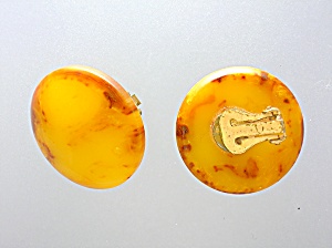 Bakelite Butterscotch Amber Look Clip Earrings