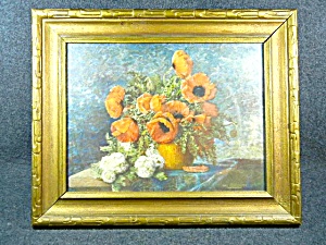 Framed Lithographic Print Max Streckenbach Poppies In