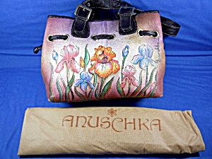 Anuschka Hand Painted Leather Drawstring Bag