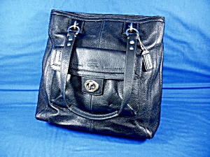 Coach Black Pebble Leather Satchel Shoulder Bag