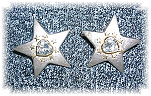 European 800 Silver Hearts Stars Post Earrings