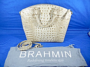Brahmin Leather Croc Light Tan Bag With Dust Bag