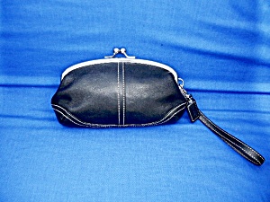 Coach Black Leather Wristlette Bag