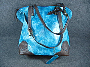Nino Bossi Galaxy Teal Leather Bag