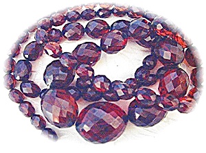 Cherry Amber Graduated Faceted Necklace 36 Inch