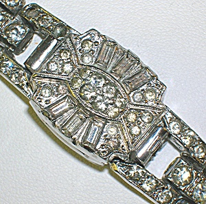 Waltham Wrist Watch Ladies Rhinestone Rhodium Plate
