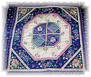 Handquilted 41x46 Pink And Blue Quilt