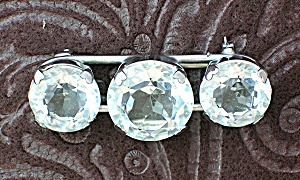 Sterling Silver Crystal Bar Pin Brooch