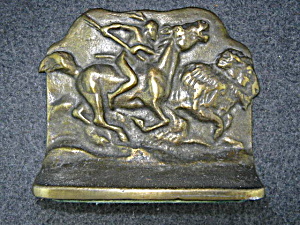Bookends Buffalo Hunt Bronze 1930s Usa