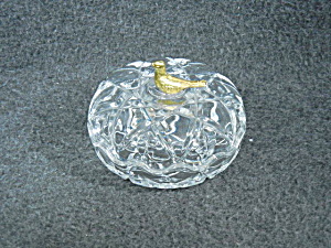 Gold Bird Pressed Glass Trinket Box