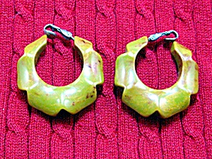 Bakelite Green Hoop Clip Earrings 50s