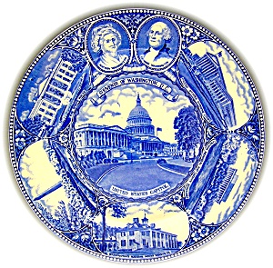 Flow Blue Staffordshire Souvenir Plate Washington, Dc