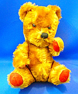 Teddy Bear Mohair English Jointed Red Felt Paws Squeake
