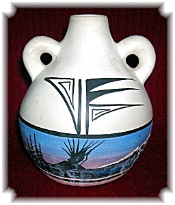 Blue And Cream M Yazzie American Indian Pot