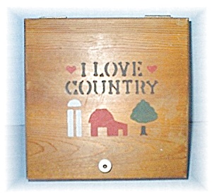 Wood Box Hand Stenciled I Love Country Usa