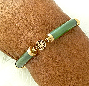 Oriental 18k Gold And Jade Bracelet