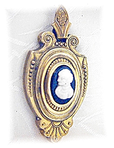 Glass Cameo Mourning Antique Picture Locket Gold Fill