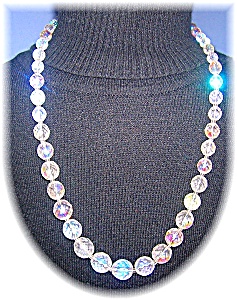 23 Inch Faceted Borealis Glass Bead Necklace