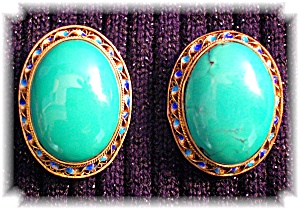 Sterling Silver Turquoise Gold Vermeil Earrings