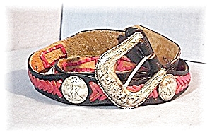 Red & Black Leather Justin Leather Coin Belt